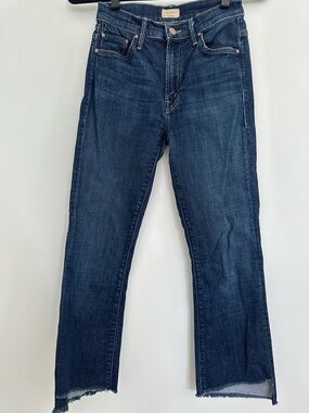 MOTHER Women's Indigo Straight Jeans with Raw Hem